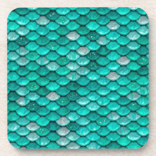 Sparkle Glitter Green Aqua Mermaid Scales Untersetzer
