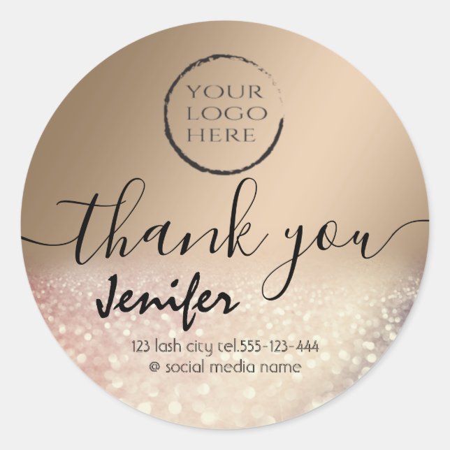 Sparkle glittery Logo danke Ihnen klassische Runds Runder Aufkleber (Vorderseite)