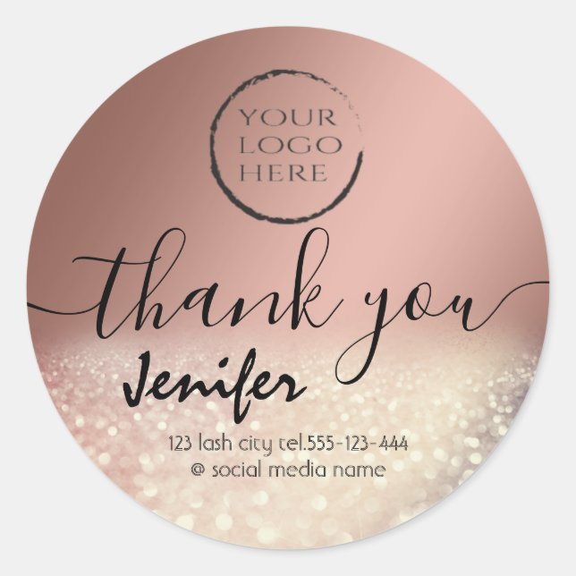 Sparkle glittery Logo danke Runder Aufkleber (Vorderseite)