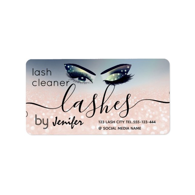 Sparkle glittery Makeup Augen lasen Reiniger Adressaufkleber (Vorne)