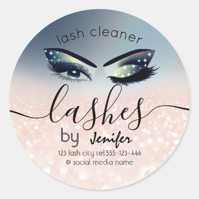 Sparkle glittery Makeup Augen lasen Reiniger Runder Aufkleber (Vorderseite)