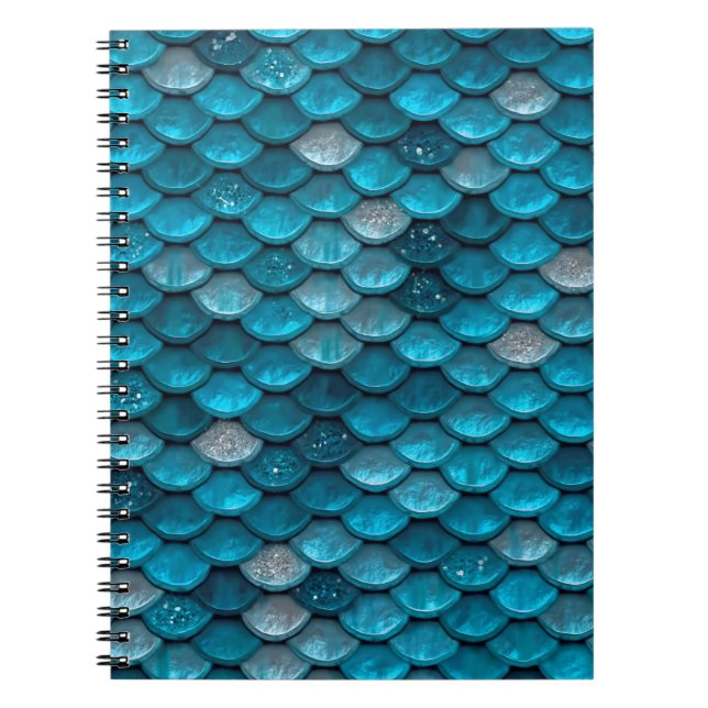 Sparkle Glitzer Blue Aquamarine Aqua Mermaid Scale Notizblock (Vorderseite)