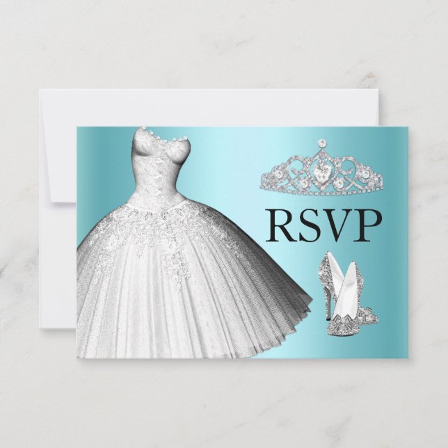 Sparkle Glitzer Dress & Heelses Quinceanera UAWG Einladung (Vorderseite)