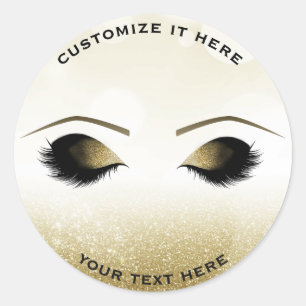 Sparkle Glitzer Gold Makeup Eyelashes Glam Custom Runder Aufkleber