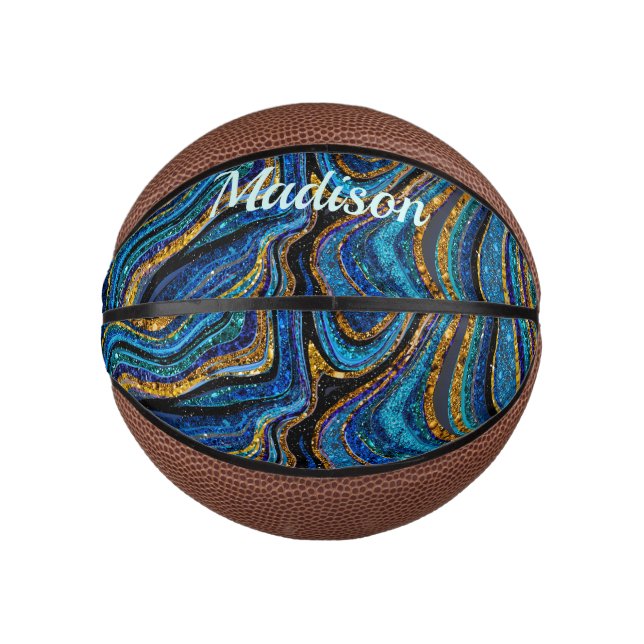 Sparkle Glitzer gürmisch Marmor Art Blue Picklebal Mini Basketball (Vorderseite)