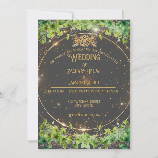 Sparkle Gold Botanic Céleste Faire-part de mariage (Devant)