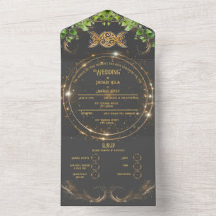 Sparkle Gold Botanische Feier auf einer Hochzeit All In One Einladung