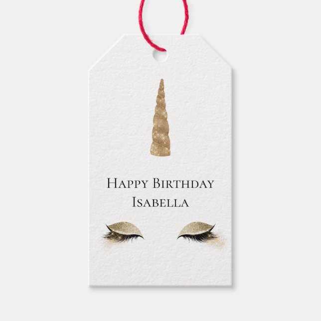 Sparkle Gold Glam Unicorn Geschenkanhänger (Vorderseite)