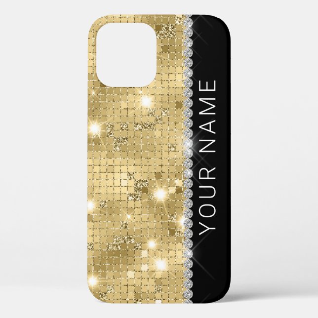 Sparkle Gold Glitzer Individuelle Name Case-Mate iPhone Hülle (Rückseite)