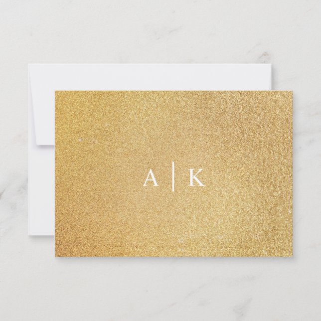 Sparkle Gold Glitzer Wedding Bride Groom Initialen Dankeskarte (Vorderseite)