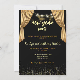 Sparkle Gold New Year's Silvester Party Einladung