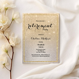 Sparkle Gold Silver Ombre Glitzer Retirement Party Einladung