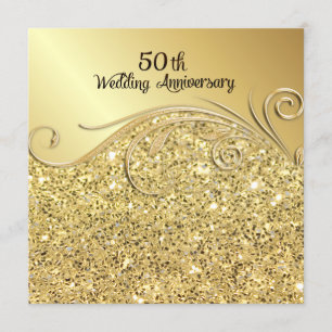 Sparkle Golden 50. Hochzeitstag Einladung