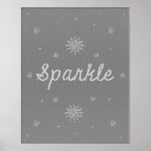 Sparkle Grau mit Silver Glitzer Poster