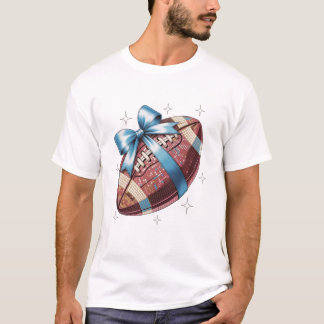 Sparkle Gridiron Football-Geschenk mit Blue Bow Gr T-Shirt