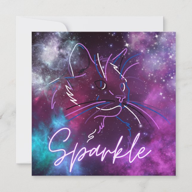 Sparkle- invitation de chat de galaxie néon (Devant)