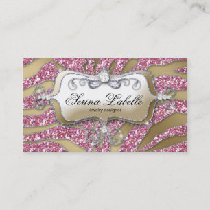 Sparkle Jewelier Business Card Zebra Gold Pink 5 Visitenkarte