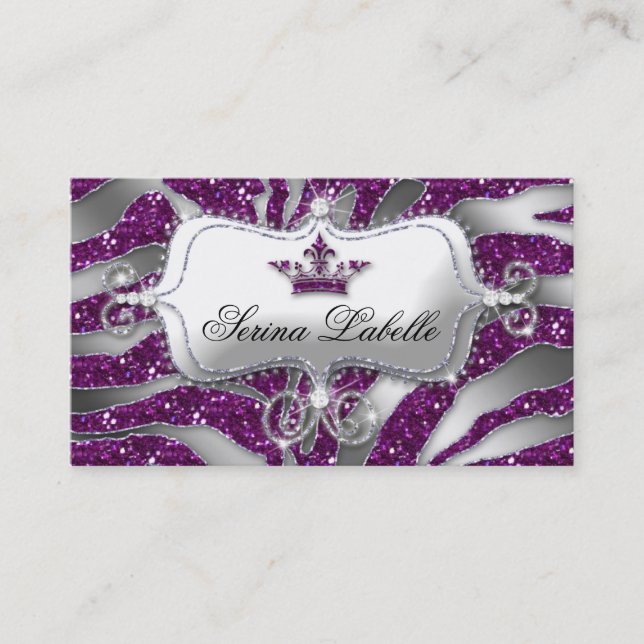 Sparkle Jewelry Zebra Crown Lila Glitzer Visitenkarte (Vorderseite)