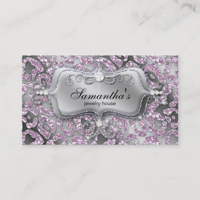 Sparkle Juwelier-Visitenkarte Zebra Ice Pink Visitenkarte (Vorderseite)