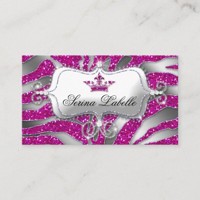 Sparkle Juwelry Zebra Crown Hot Pink 232 Visitenkarte (Vorderseite)