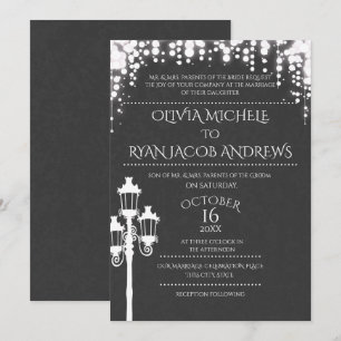 Sparkle Lamp Post Gala Wedding Slate Einladung