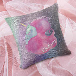 Sparkle Lights Pink Unicorn Kissen