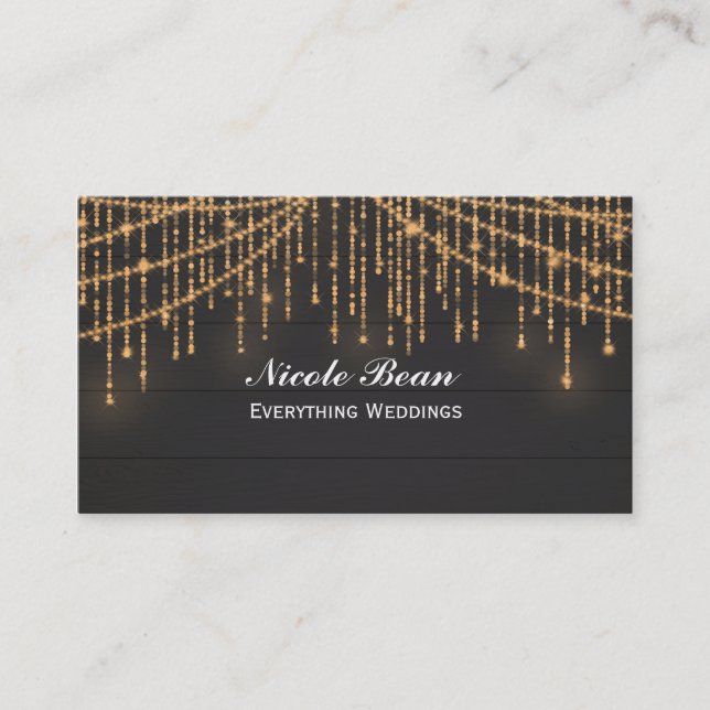 Sparkle Lights Rustic Wood Glam Chic Business Card Visitenkarte (Vorderseite)