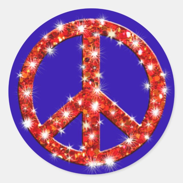Sparkle Look Peace Sign Runder Aufkleber (Vorderseite)