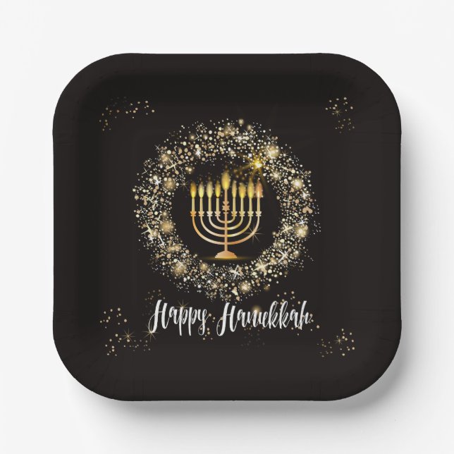 Sparkle Menorah Hanukkah Pappteller (Vorderseite)