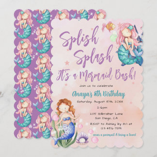 Sparkle Mermaid Bash Birthday Einladung