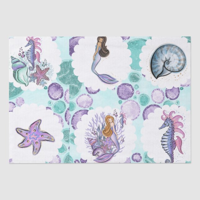 Sparkle Mermaid & Seepferd mit passender Rückseite Seidenpapier (Vorderseite)