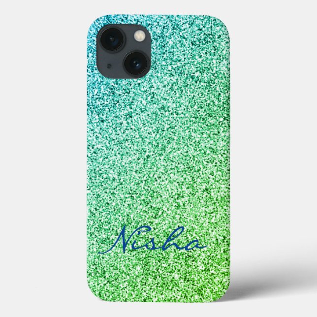 Sparkle Monogram für grünen Glitzer Case-Mate iPhone Hülle (Rückseite)