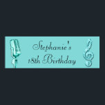 Sparkle Musiknote und Retro-Mikrofon zum Geburtsta Poster<br><div class="desc">Personalisiertes, elegantes Geburtstagsbanner für Frauen ab 18. Geburtstag. Schöner türkisfarbener Hintergrund, funky aquamarin / türkis Retro Vintages Mikrofon, und ein hübsches, glamouröses gedrucktes Bild Kristall Glitzer, Sequins, Juwelen Glitzern glitzernden musikalischen Note / Musiknote. Chic, elegant, niedlich, mädchenhaft, modern 18. Geburtstagsfeier Banner mit trendigen, trendigen aquamarin / türkisfarbenen Farben. Groovy, stilvoll,...</div>