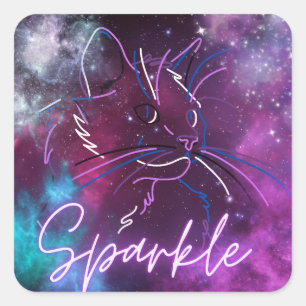 Sparkle- neon galaxy autocollant de chat