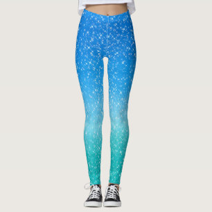 Sparkle Ombre Blue und Green Glitzer Leggings