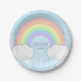 Sparkle Pastel Rainbow Baby Dusche Pappteller