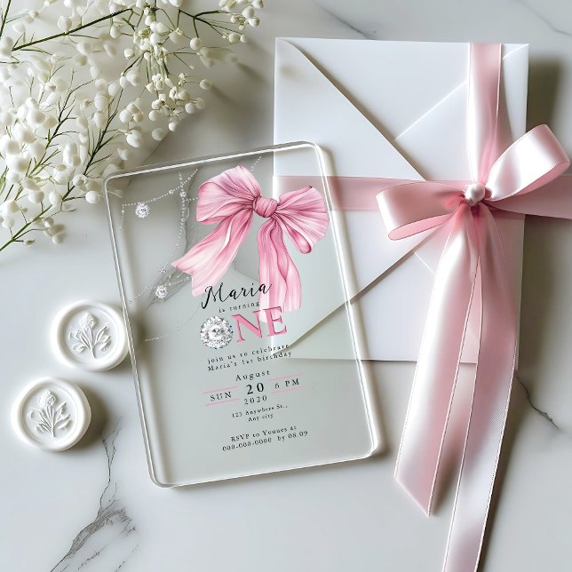 Sparkle Pink Coquette Bow 1. Acryleinladungen (Von Creator hochgeladen)