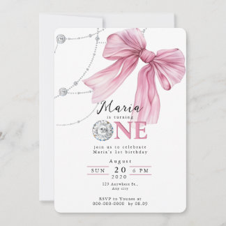 Sparkle Pink Coquette Bow 1. Einladung
