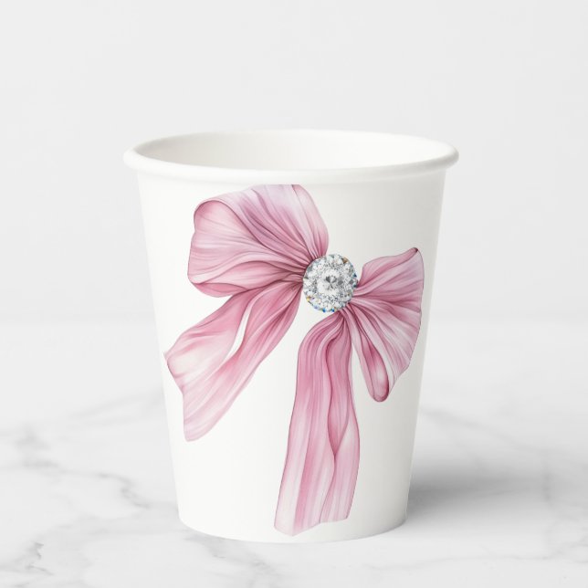 Sparkle Pink Coquette Bow 1. Pappbecher (Vorderseite)