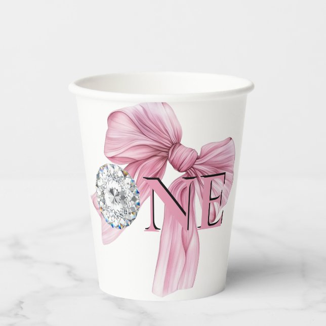 Sparkle Pink Coquette Bow 1. Pappbecher (Vorderseite)