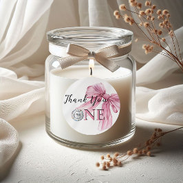 Sparkle Pink Coquette Bow 1. Runder Aufkleber