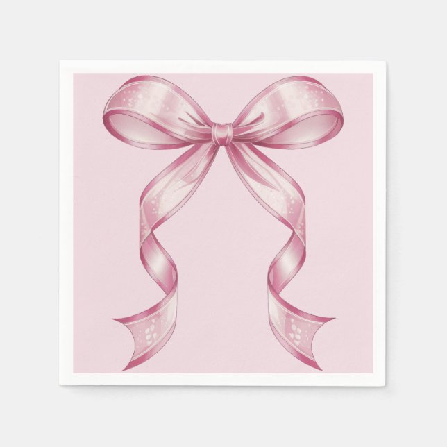 Sparkle Pink Coquette Bow 1st Serviette (Vorderseite)