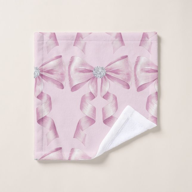 Sparkle Pink Coquette Bow 1st Waschlappen (Waschlappen)
