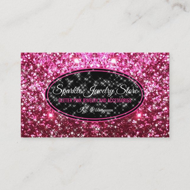 Sparkle Pink Glitz Glam Starlust Juwelier Visitenkarte (Vorderseite)