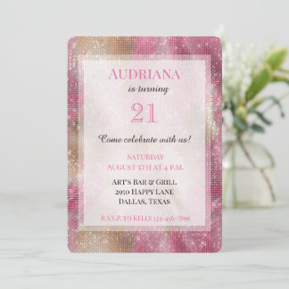 Sparkle Pink Gold Cowgirl Cowhide Birthday Einladung