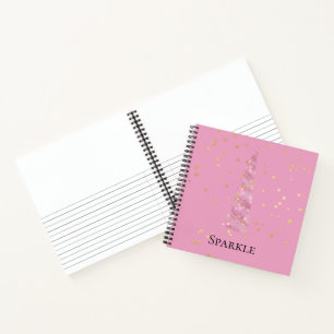 Sparkle Pink Gold Glam Stars Einhorn Notizbuch
