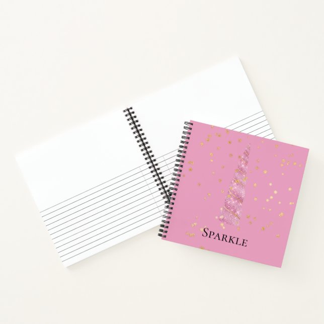 Sparkle Pink Gold Glam Stars Einhorn Notizbuch (Innenseite)