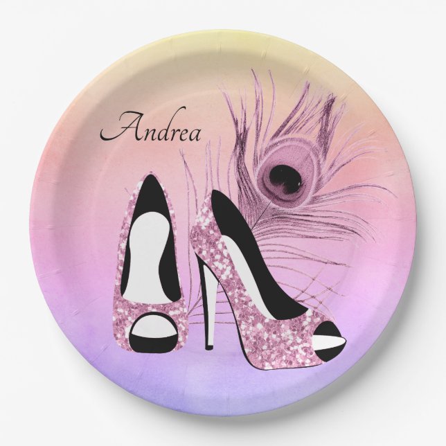 Sparkle Pink Pumps Extravagant Personalisiert Pappteller (Vorderseite)