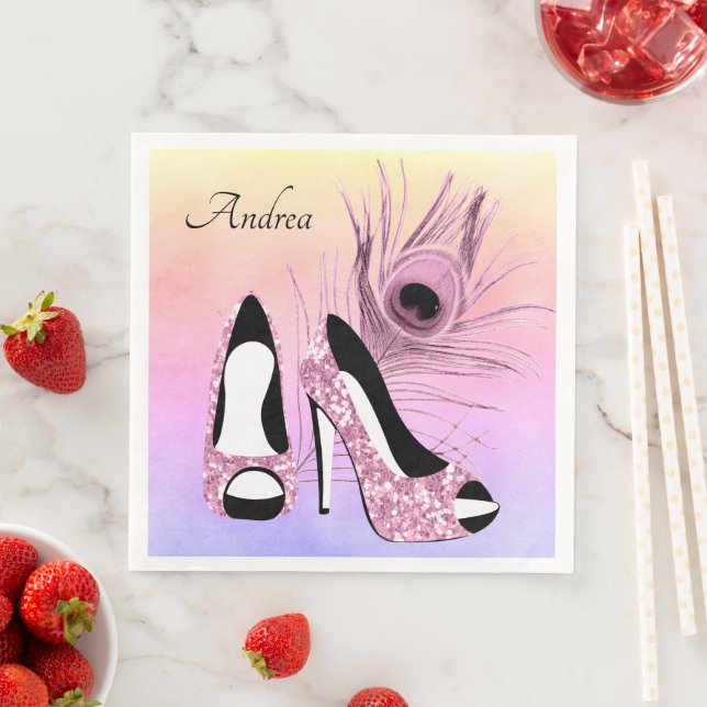 Sparkle Pink Pumps Extravagant Personalisiert Serviette (Beispiel)