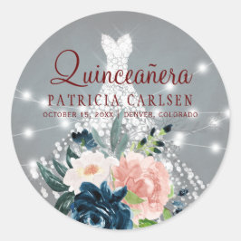 Sparkle Prinzessin Diamant Kleid Blumenquinceanera Runder Aufkleber